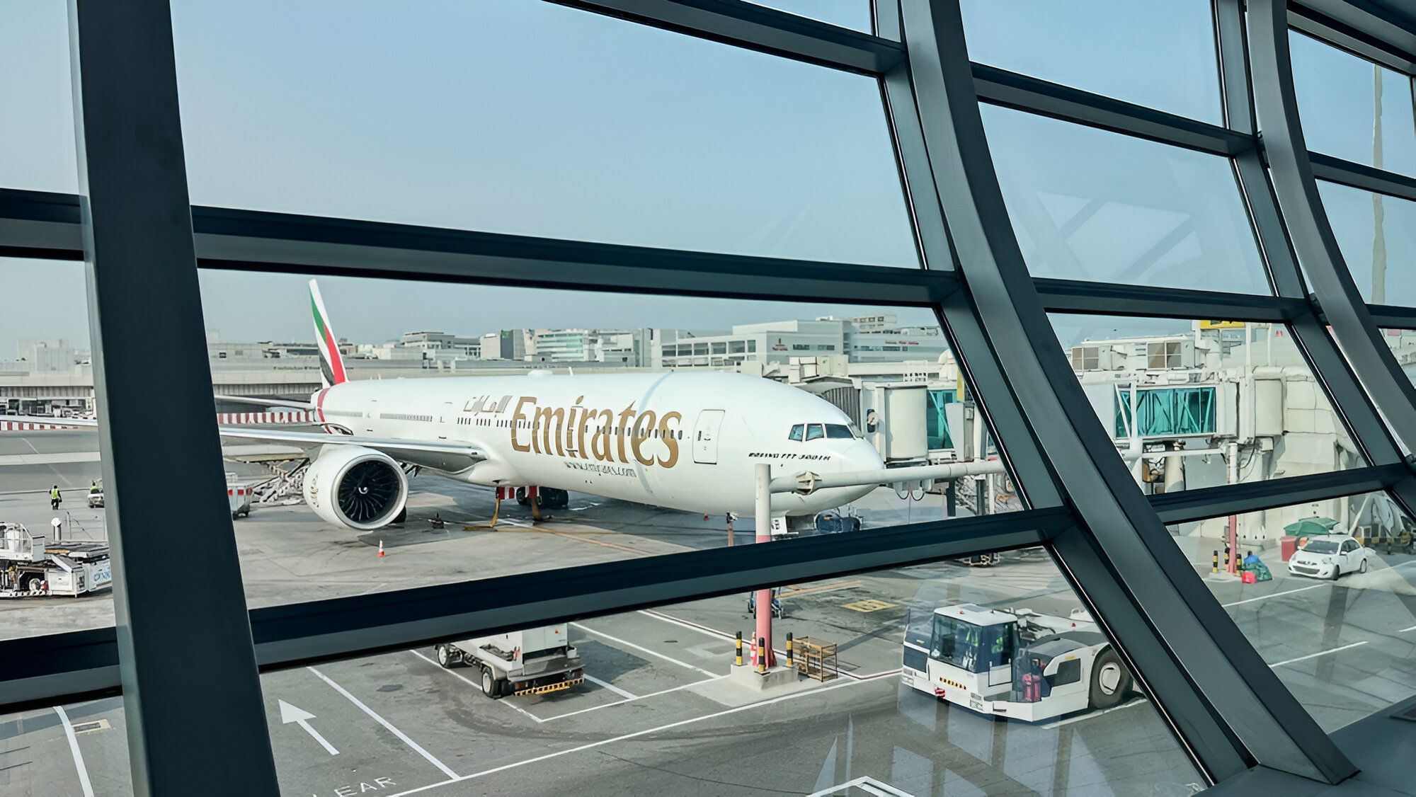 Dubai Airport and Emirates airplane 