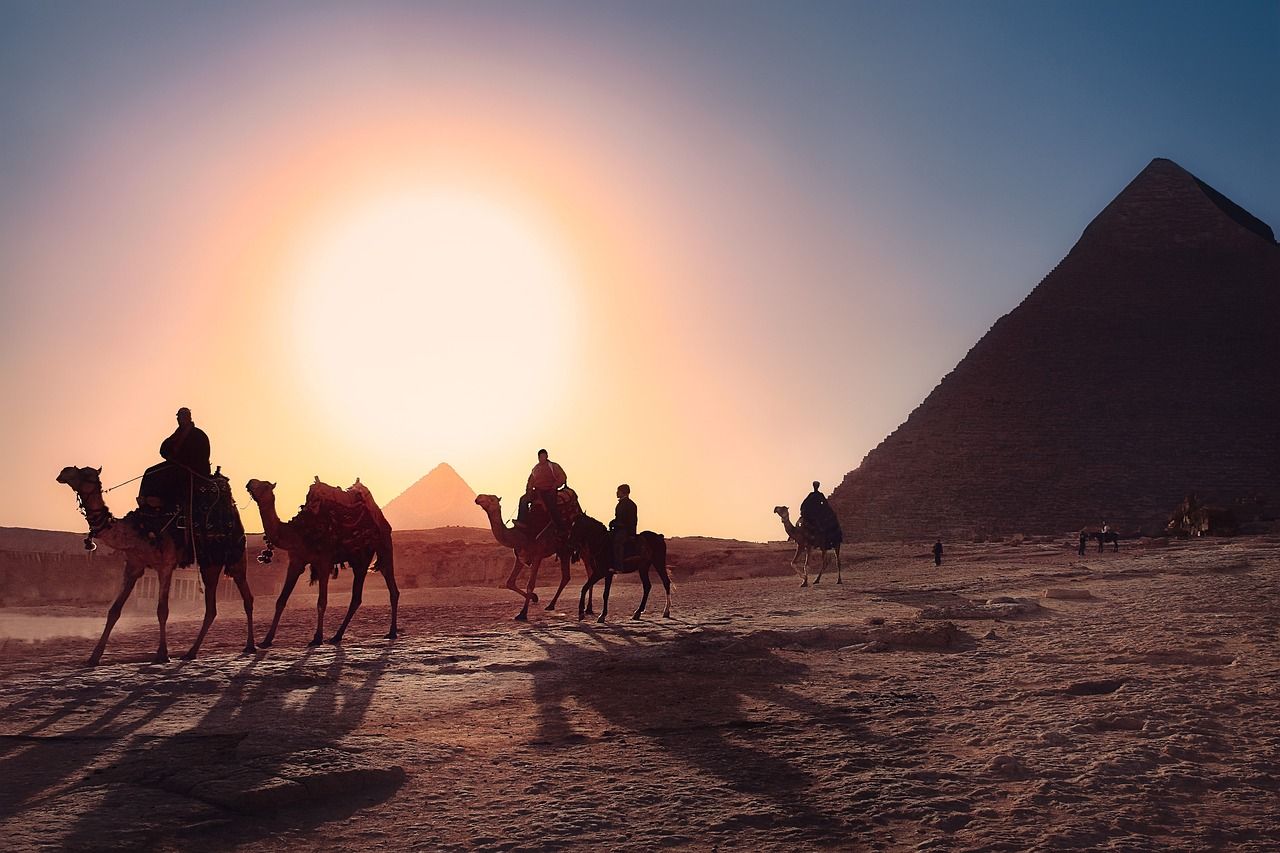 Pyramids and camels 